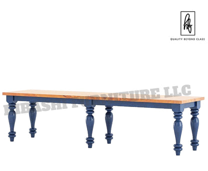 RECTO Blue Two - Tone Solid Wood Large Bench – handcrafted solid wood furniture