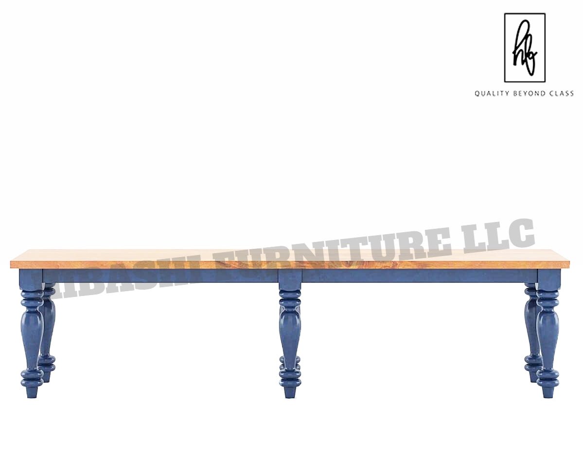 RECTO Blue Two - Tone Solid Wood Large Bench – handcrafted solid wood furniture
