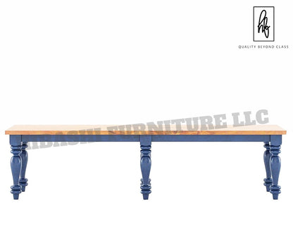 RECTO Blue Two - Tone Solid Wood Large Bench – handcrafted solid wood furniture