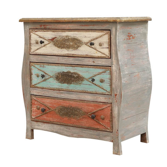 Retro Solid Wood Curved Dresser With 3 Drawers Dresser – handcrafted solid wood furniture