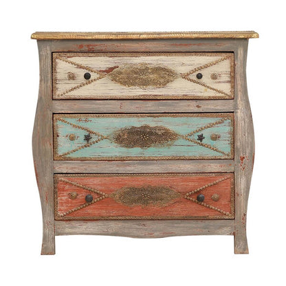 Retro Solid Wood Curved Dresser With 3 Drawers Dresser – handcrafted solid wood furniture