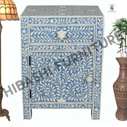 ROSA Bone Inlay Bedside/ Nightstand/ Side Table – handcrafted solid wood furniture