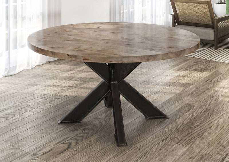 BARAS Round Industrial Steel Pedestal Dining Table