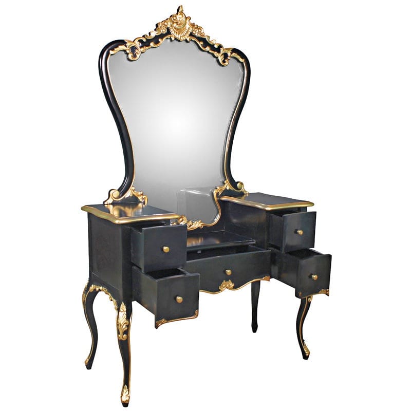 Royal Vanity - Black With Gold – handcrafted solid wood furniture