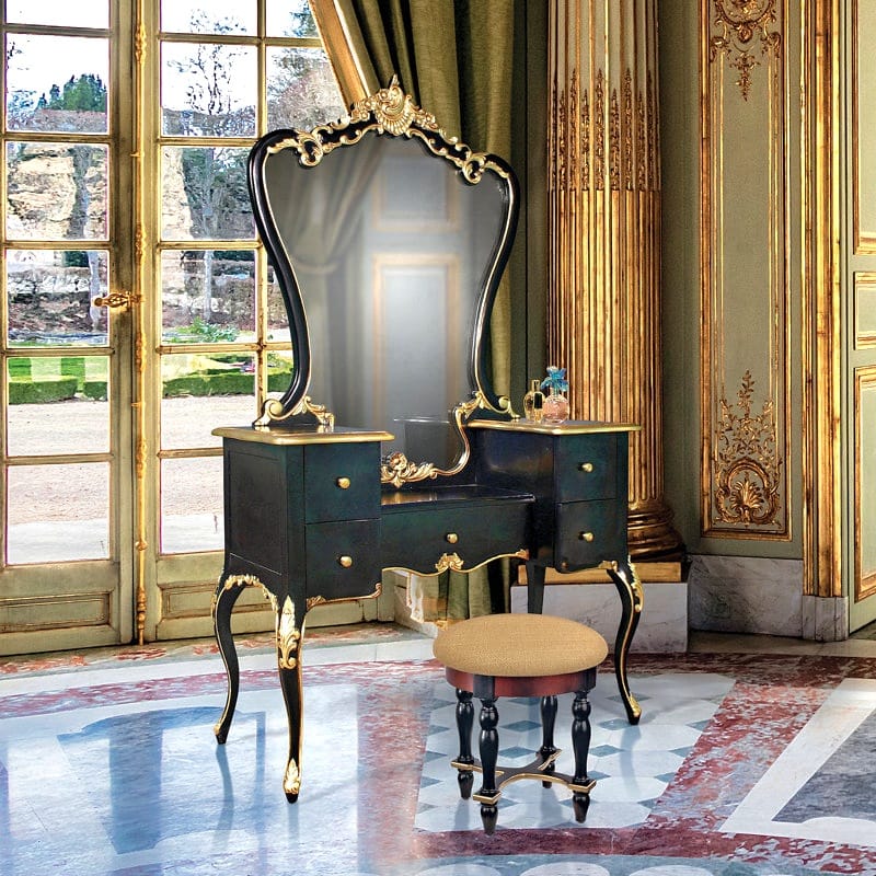 Royal Vanity - Black With Gold – handcrafted solid wood furniture