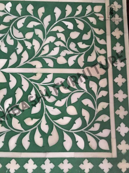 Rustic Floral Bone Inlay Handmade Bedside Table – handcrafted solid wood furniture