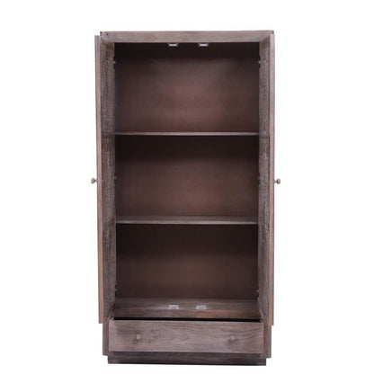 Rustic Hand carved Reclaimed Wood Armoire w Shelves And Drawer – handcrafted solid wood furniture