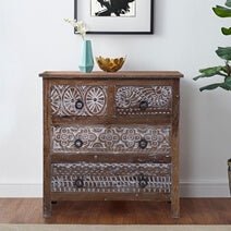 Rustic Solid Wood 4 Drawer Moroccan Bedroom Dresser – handcrafted solid wood furniture