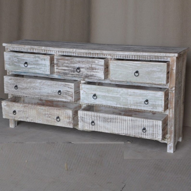 Rustica Reclaimed Chest of 7 Drawers White – handcrafted solid wood furniture