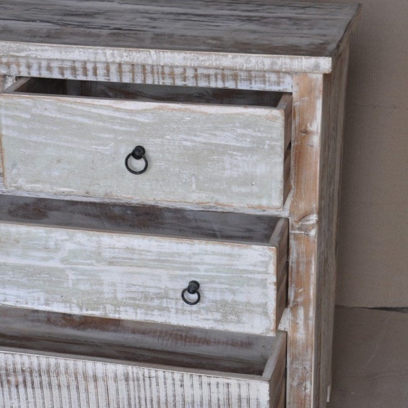 Rustica Reclaimed Chest of 7 Drawers White – handcrafted solid wood furniture