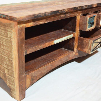 Rustica Reclaimed Wood TV Unit/Stand Large – handcrafted solid wood furniture