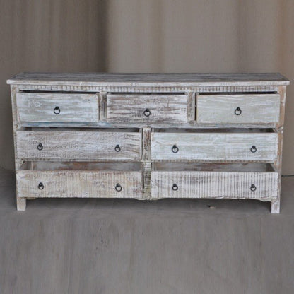RUSTICA WHITE CHEST OF 7 DRAWERS – handcrafted solid wood furniture