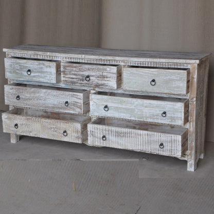 RUSTICA WHITE CHEST OF 7 DRAWERS – handcrafted solid wood furniture