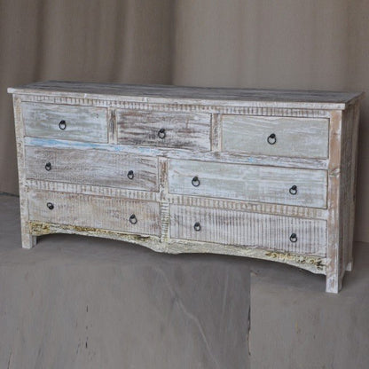 RUSTICA WHITE CHEST OF 7 DRAWERS – handcrafted solid wood furniture