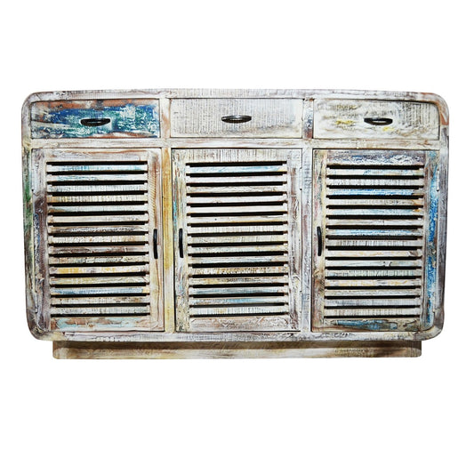 SLAVAGE TIMBER BUFFET HUTCH SIDEBOARD-White wash-140-40-90