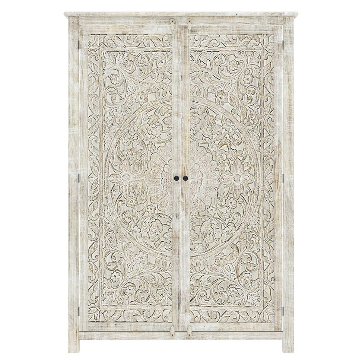 Salman Hand carved Solid Wood Large White Wardrobe Armoire – handcrafted solid wood furniture