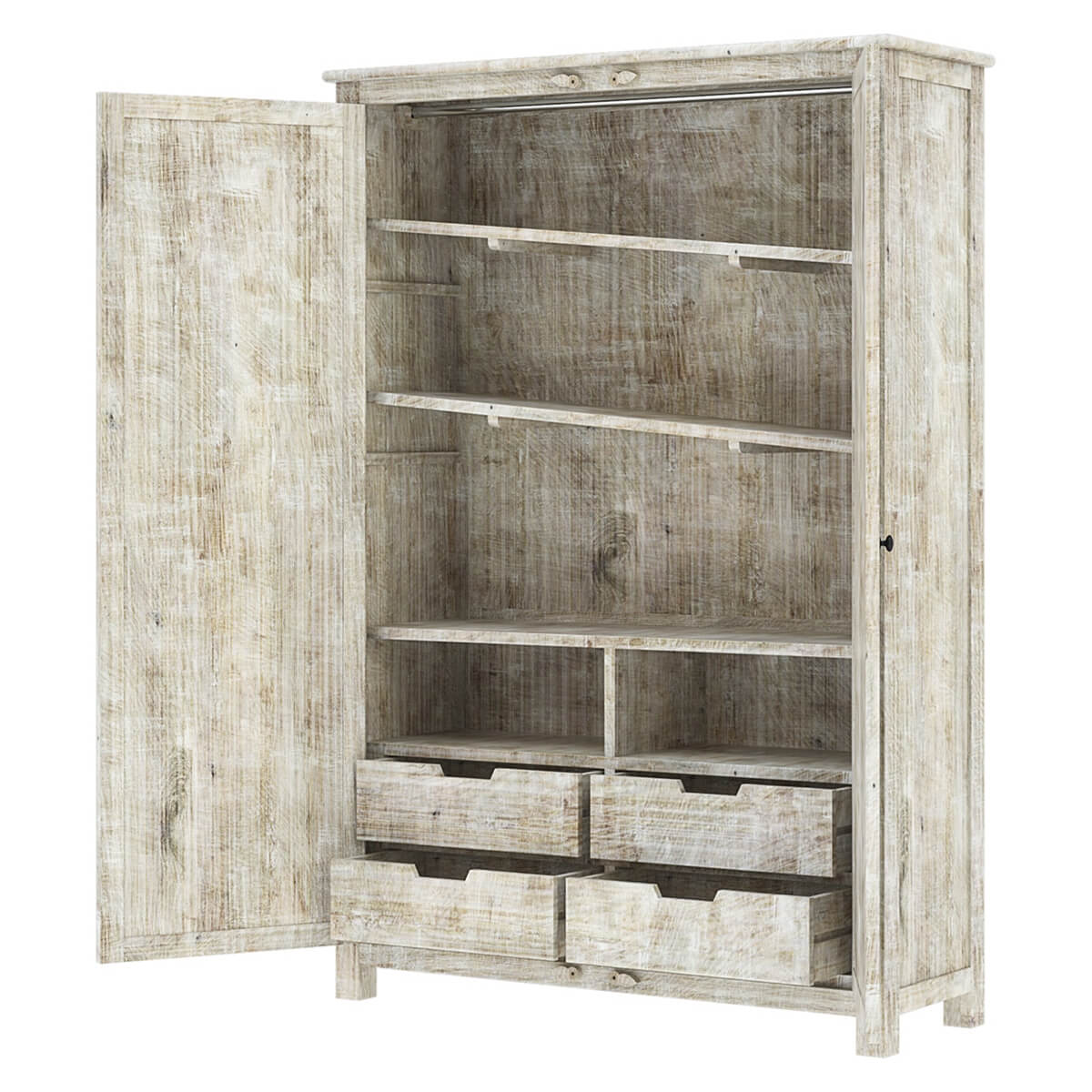 Salman Hand carved Solid Wood Large White Wardrobe Armoire – handcrafted solid wood furniture