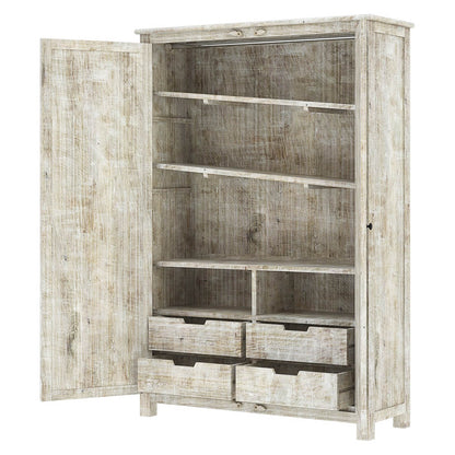 Salman Hand carved Solid Wood Large White Wardrobe Armoire – handcrafted solid wood furniture