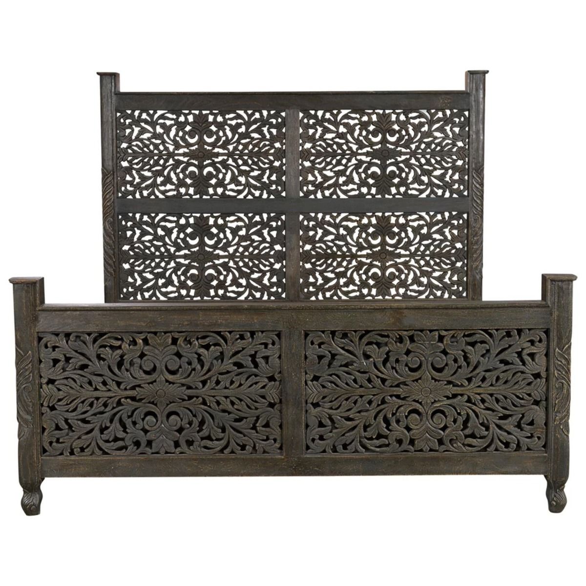 Sasha - Hand Carved Indian Solid Wooden Bed Frame – handcrafted solid wood furniture