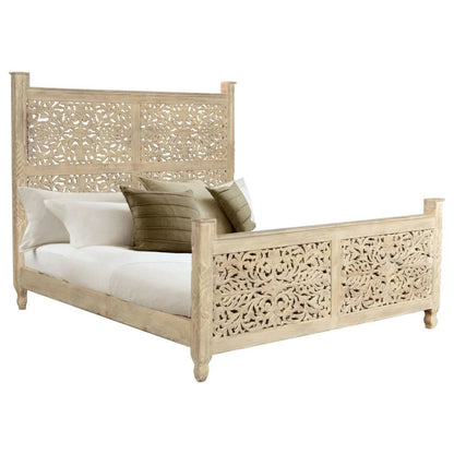 Sasha - Hand Carved Indian Solid Wooden Bed Frame – handcrafted solid wood furniture