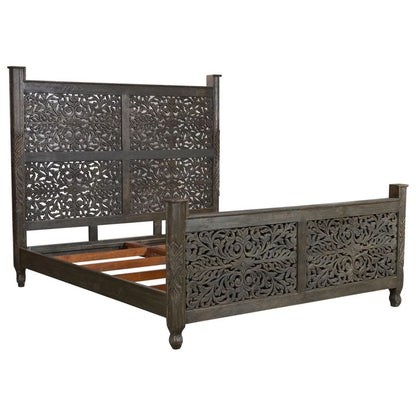 Sasha - Hand Carved Indian Solid Wooden Bed Frame – handcrafted solid wood furniture