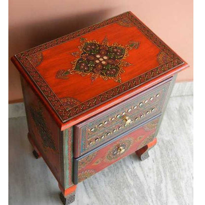 SASI Indian Solid Mango Wooden Hand Carved Bedside cabinet/ Nightstand /Side table – handcrafted solid wood furniture