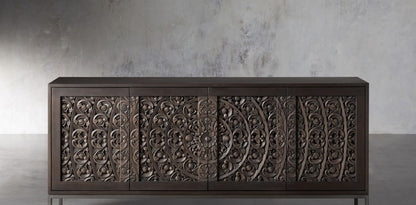 SEEF Hand Carved Media Console – handcrafted solid wood furniture