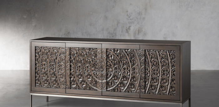 SEEF Hand Carved Media Console – handcrafted solid wood furniture