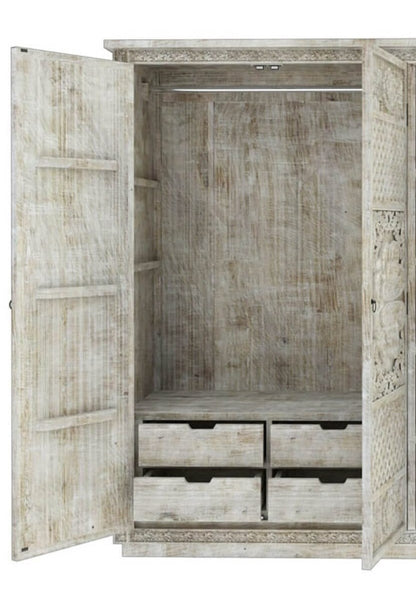 Juffair Hand Carved Solid Wood Armoire