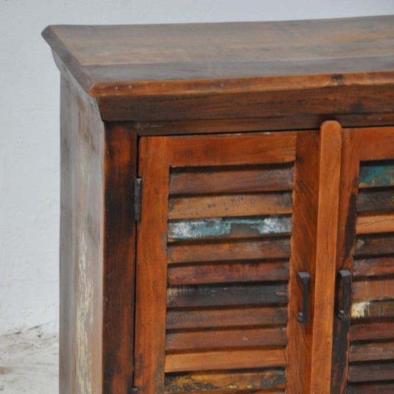 Aparador de madera, armario de cocina con puertas correderas de persiana
