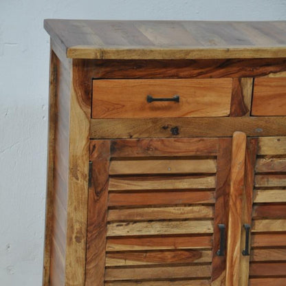 SHUTTER SIDEBOARD CABINET OF 2 DRAWERS-Natural-100-90-40