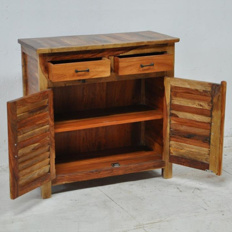 SHUTTER SIDEBOARD CABINET OF 2 DRAWERS-Natural-100-90-40