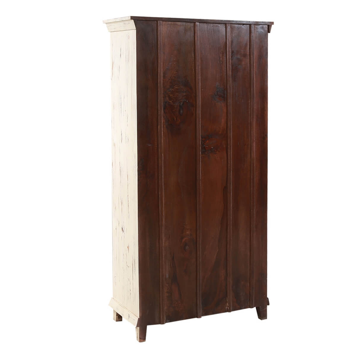 Mimosa Distressed White Hand-carved Solid Wood Vintage Armoire