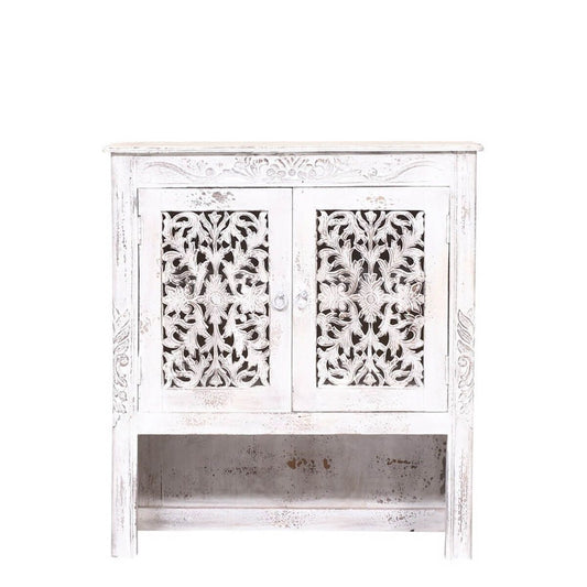SILANG Hand Carved Solid Wood Storage Cabinet With Doors – handcrafted solid wood furniture
