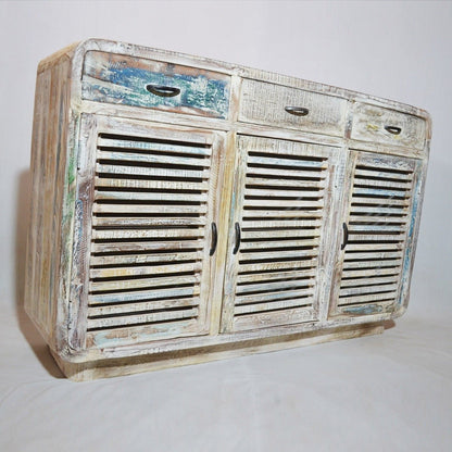 Slavage Sideboard Buffet Hutch Table with 3 Doors by Hibashi Furniture – handcrafted solid wood furniture made in India