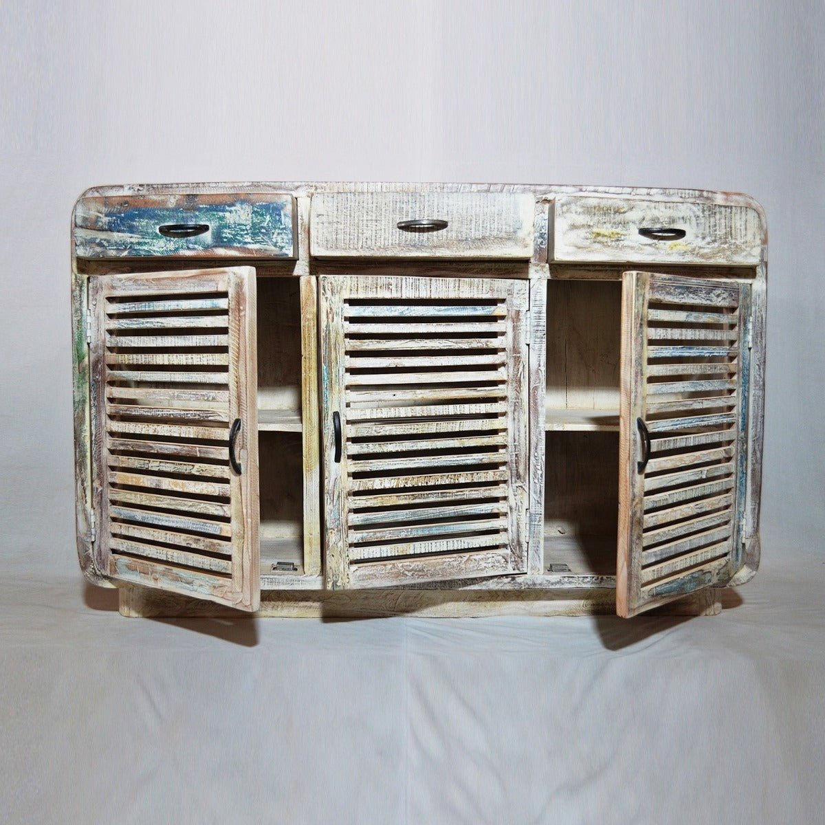 SLAVAGE TIMBER BUFFET HUTCH SIDEBOARD - White wash - 140 - 40 - 90 – handcrafted solid wood furniture