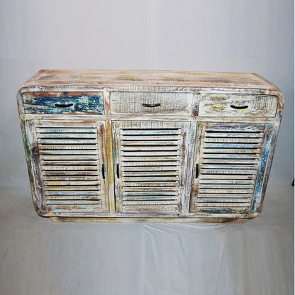 SLAVAGE TIMBER BUFFET HUTCH SIDEBOARD - White wash - 140 - 40 - 90 – handcrafted solid wood furniture
