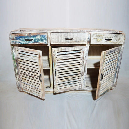 SLAVAGE TIMBER BUFFET HUTCH SIDEBOARD - White wash - 140 - 40 - 90 – handcrafted solid wood furniture