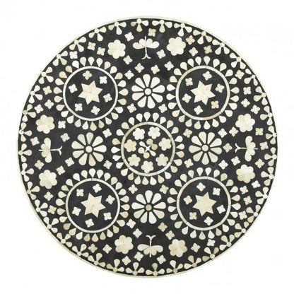 Small Bone Inlay Small Round Side Table/End Table Stool – handcrafted solid wood furniture