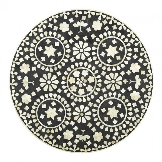 Small Bone Inlay Small Round Side Table/End Table Stool – handcrafted solid wood furniture