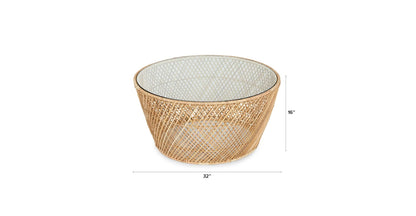 SUKI Rattan Coffee Table – handcrafted solid wood furniture