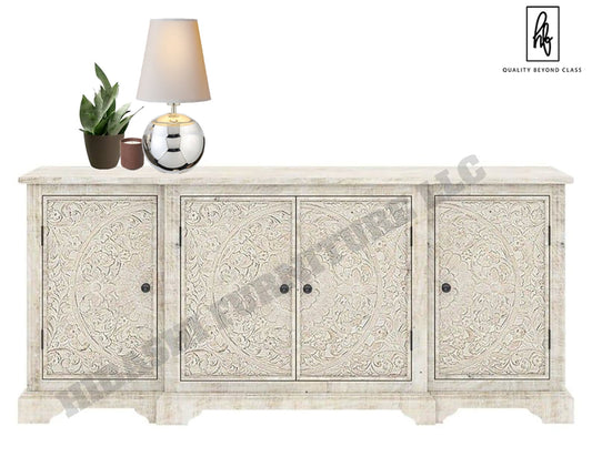 Sunflower Handmade Console Cabinet - Dresser/ Indian Furniture – handcrafted solid wood furniture