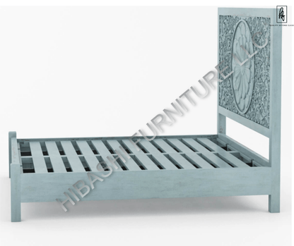 Tallaq Hand Carved Solid Mango Wood Bed – handcrafted solid wood furniture