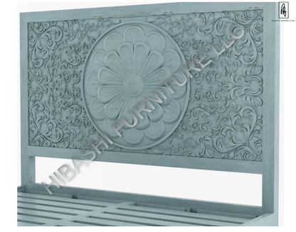 Tallaq Hand Carved Solid Mango Wood Bed – handcrafted solid wood furniture