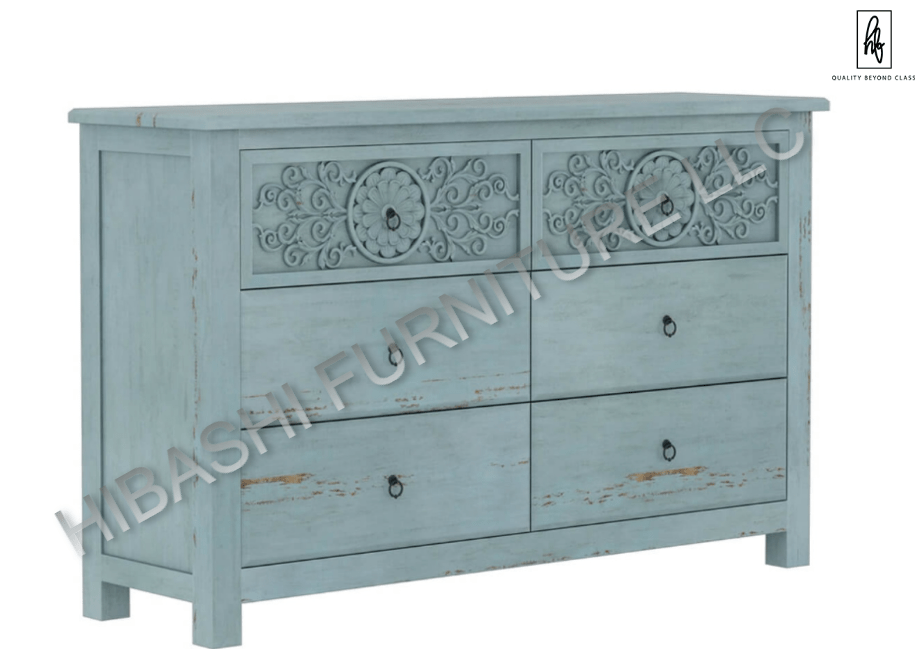 Tallaq Hand Carved Solid Mango Wood Dresser – handcrafted solid wood furniture