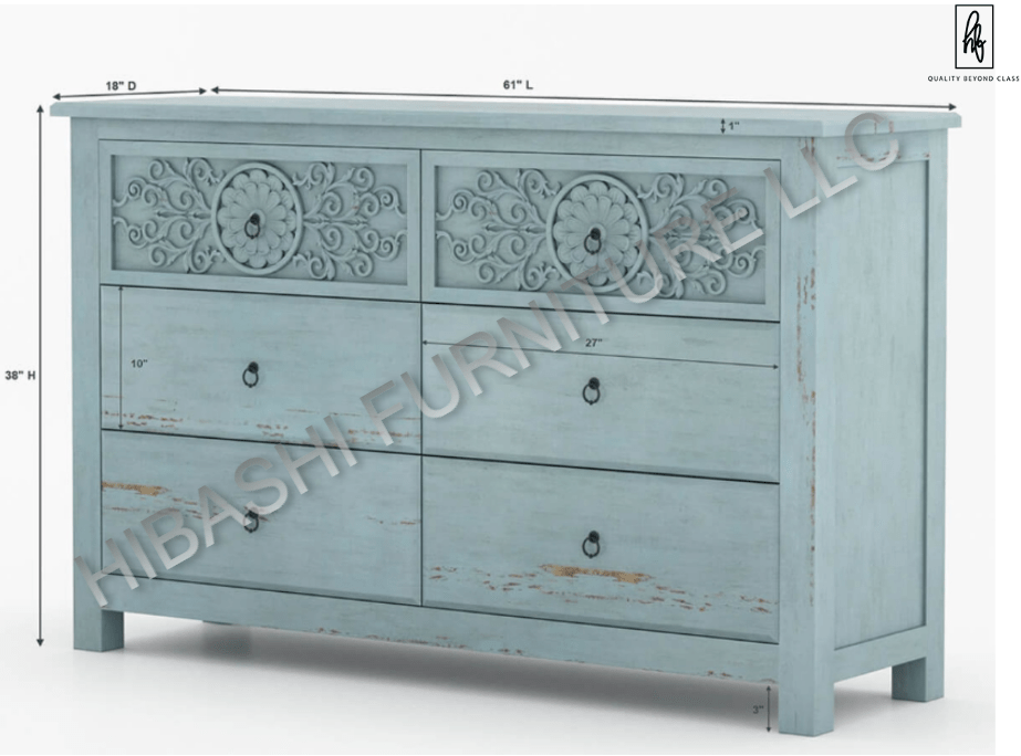 Tallaq Hand Carved Solid Mango Wood Dresser – handcrafted solid wood furniture