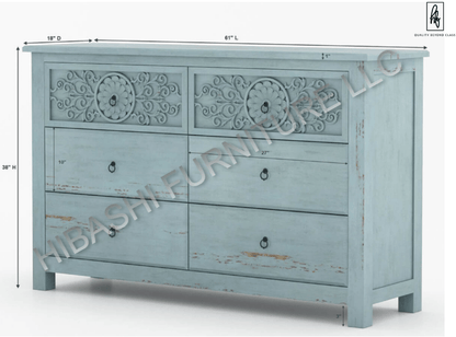 Tallaq Hand Carved Solid Mango Wood Dresser – handcrafted solid wood furniture