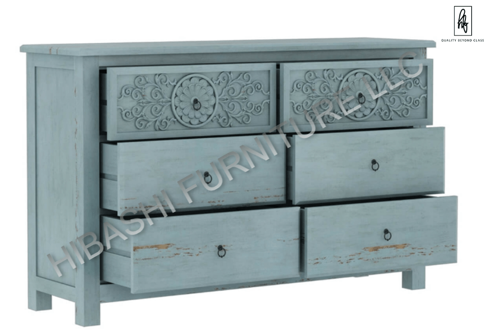 Tallaq Hand Carved Solid Mango Wood Dresser – handcrafted solid wood furniture