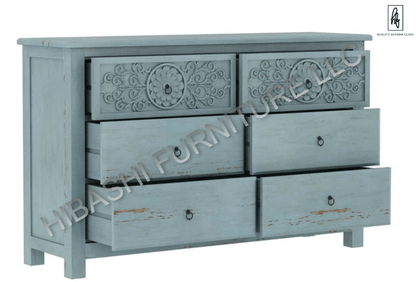 Tallaq Hand Carved Solid Mango Wood Dresser – handcrafted solid wood furniture