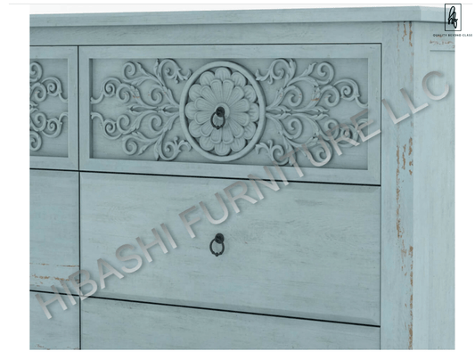 Tallaq Hand Carved Solid Mango Wood Dresser – handcrafted solid wood furniture
